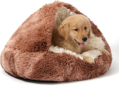 Hooded Donut Bed, Calming Cave for Cats & Small Dogs