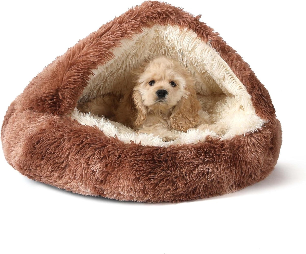 Hooded Donut Bed, Calming Cave for Cats & Small Dogs