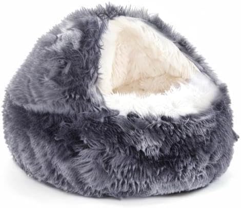 Hooded Donut Bed, Calming Cave for Cats & Small Dogs