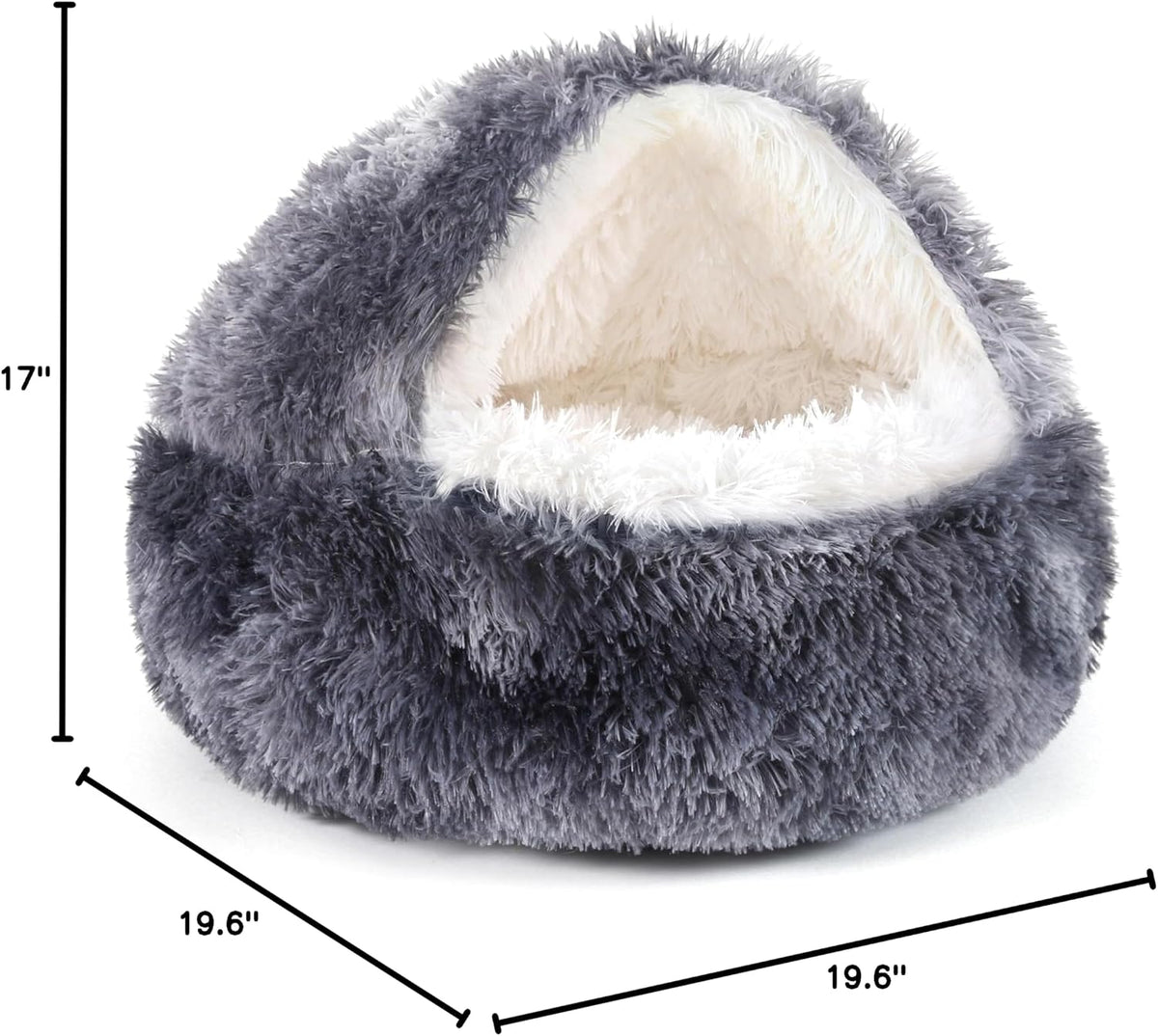 Hooded Donut Bed, Calming Cave for Cats & Small Dogs