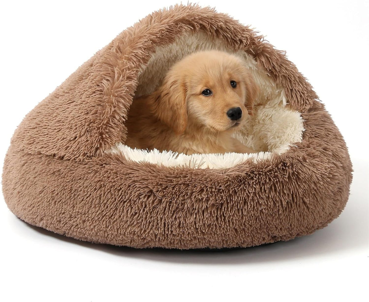 Hooded Donut Bed, Calming Cave for Cats & Small Dogs