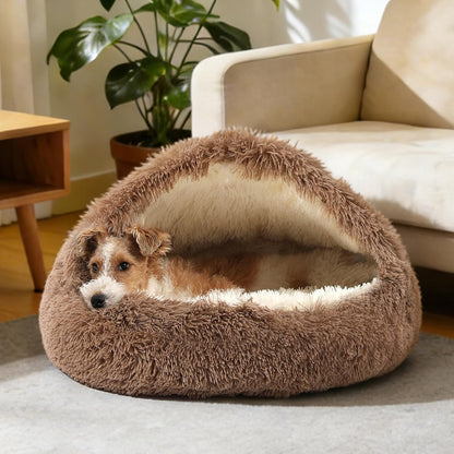 Hooded Donut Bed, Calming Cave for Cats & Small Dogs
