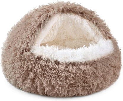 Hooded Donut Bed, Calming Cave for Cats & Small Dogs