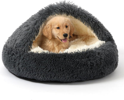 Hooded Donut Bed, Calming Cave for Cats & Small Dogs