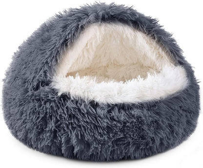 Hooded Donut Bed, Calming Cave for Cats & Small Dogs