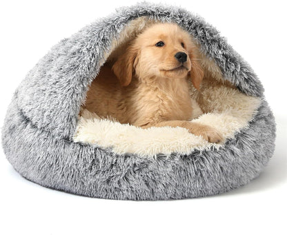 Hooded Donut Bed, Calming Cave for Cats & Small Dogs