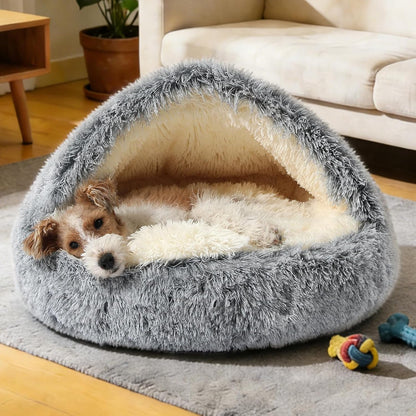 Hooded Donut Bed, Calming Cave for Cats & Small Dogs