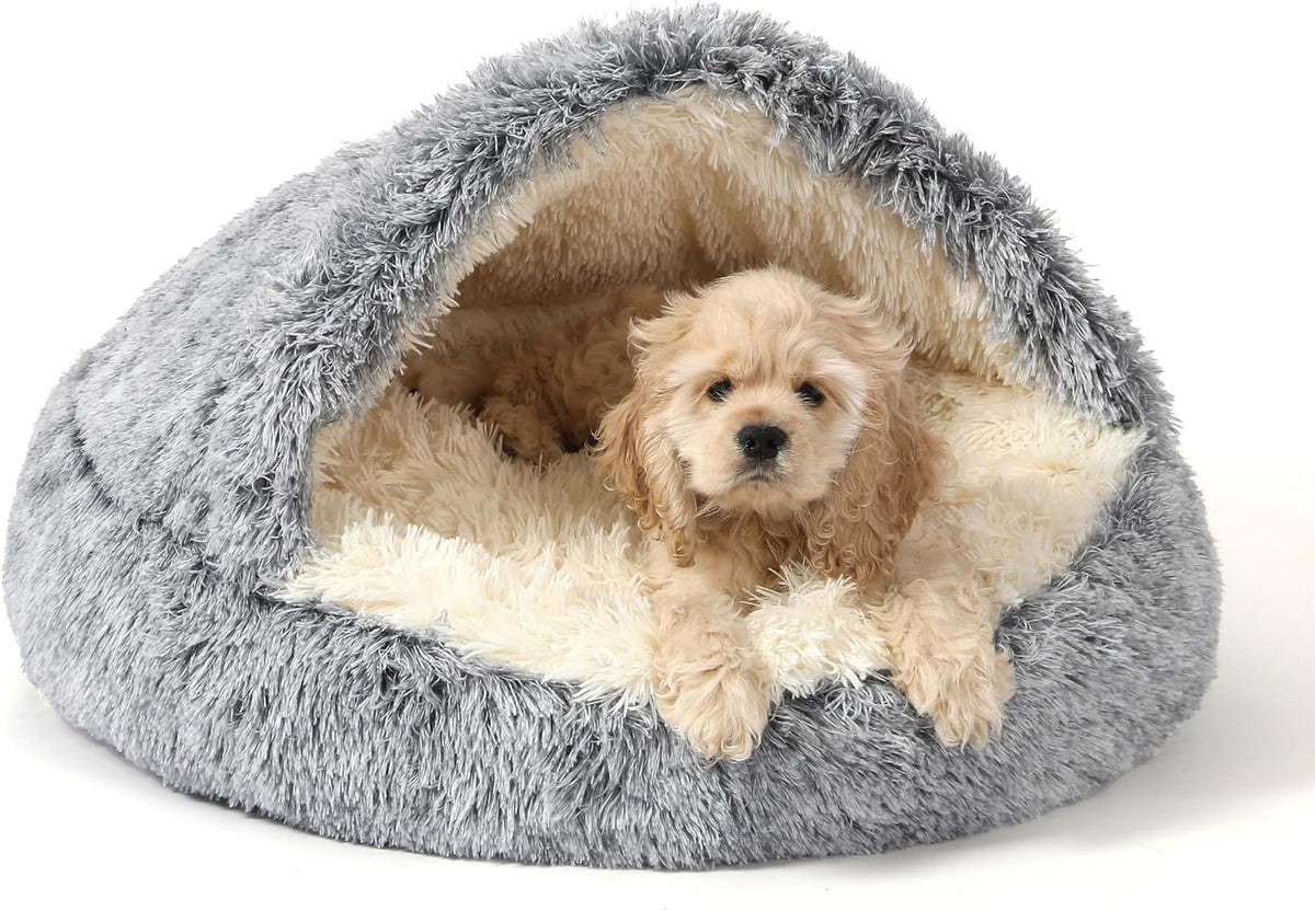 Hooded Donut Bed, Calming Cave for Cats & Small Dogs