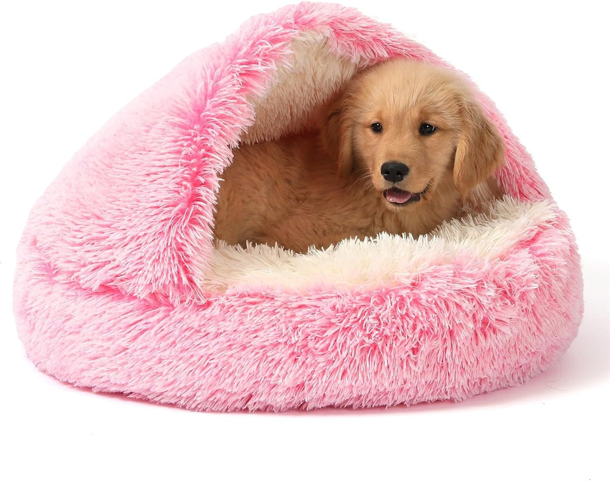 Hooded Donut Bed, Calming Cave for Cats & Small Dogs