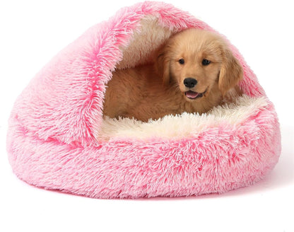 Hooded Donut Bed, Calming Cave for Cats & Small Dogs