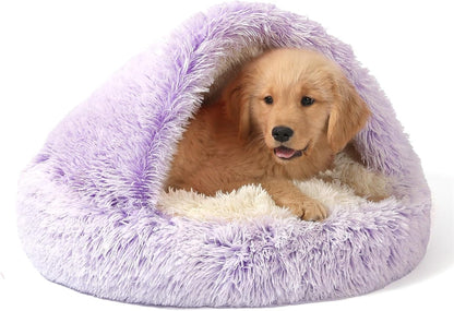 Hooded Donut Bed, Calming Cave for Cats & Small Dogs