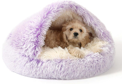 Hooded Donut Bed, Calming Cave for Cats & Small Dogs