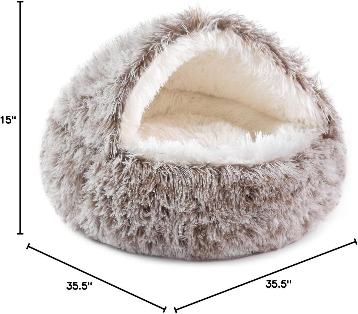 Hooded Donut Bed, Calming Cave for Cats & Small Dogs