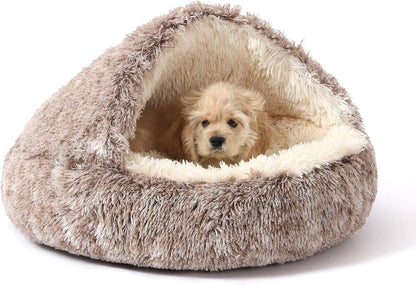 Hooded Donut Bed, Calming Cave for Cats & Small Dogs