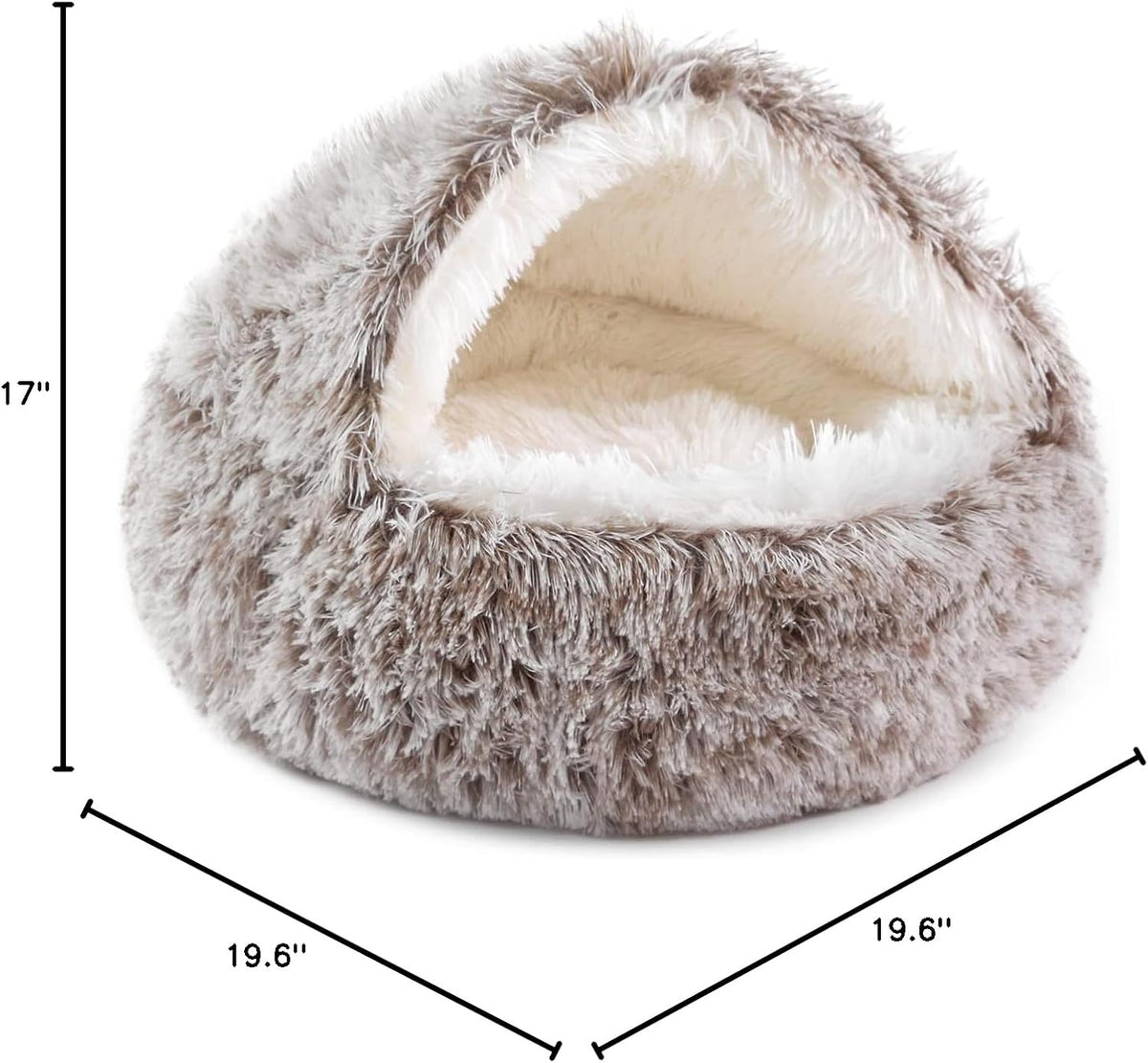 Hooded Donut Bed, Calming Cave for Cats & Small Dogs