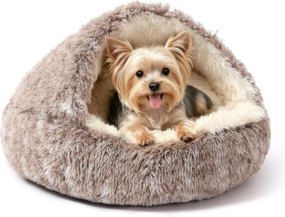 Hooded Donut Bed, Calming Cave for Cats & Small Dogs