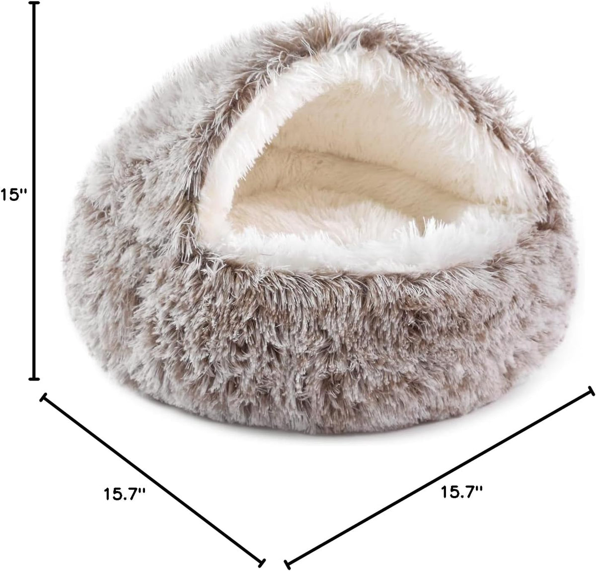Hooded Donut Bed, Calming Cave for Cats & Small Dogs