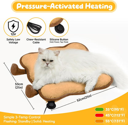 Cat Heating Pad for Indoor Cat Electric Heated Bed Sunflower Grey