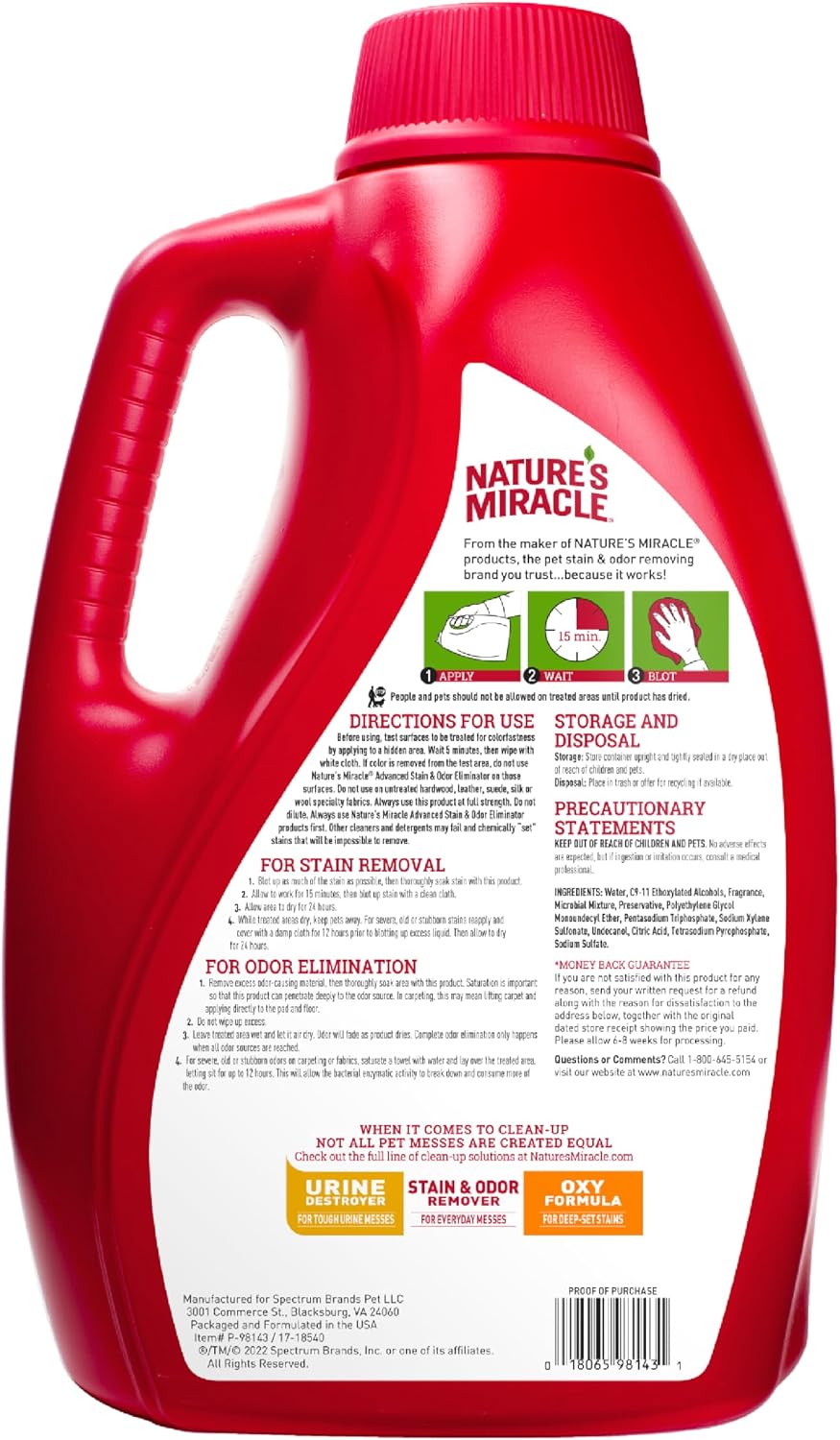 Advanced Dog Stain & Odor Eliminator, Severe Mess, 1 gal