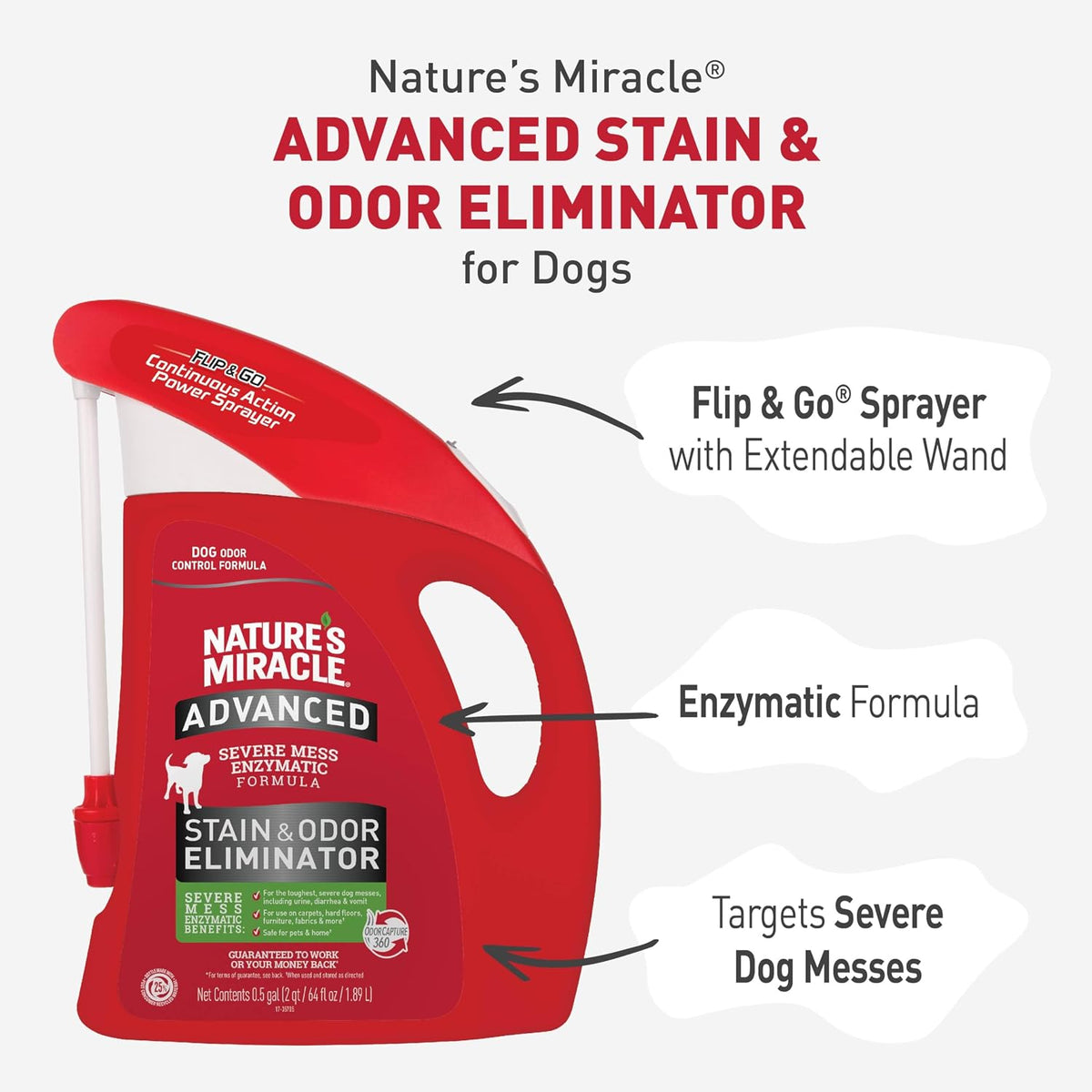 Advanced Dog Stain & Odor Eliminator, Severe Mess, 1 gal