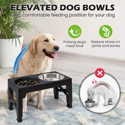 Elevated Dog Bowls with 5 Adjustable Heights Stand