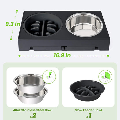 Elevated Dog Bowls with 5 Adjustable Heights Stand