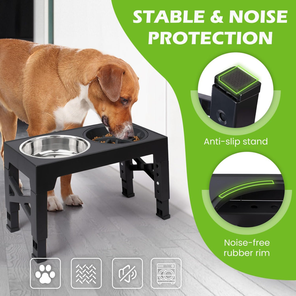 Elevated Dog Bowls with 5 Adjustable Heights Stand