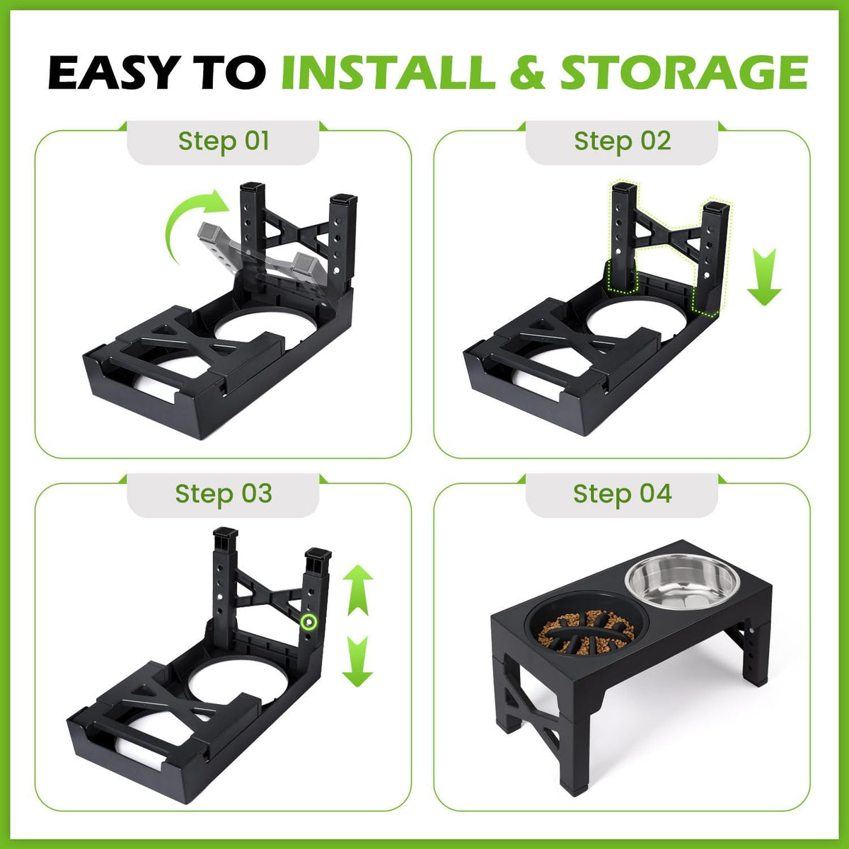 Elevated Dog Bowls with 5 Adjustable Heights Stand