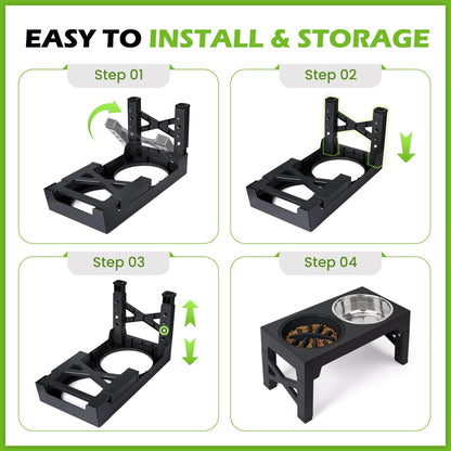 Elevated Dog Bowls with 5 Adjustable Heights Stand