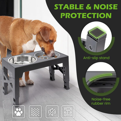 Elevated Dog Bowls with 5 Adjustable Heights Stand