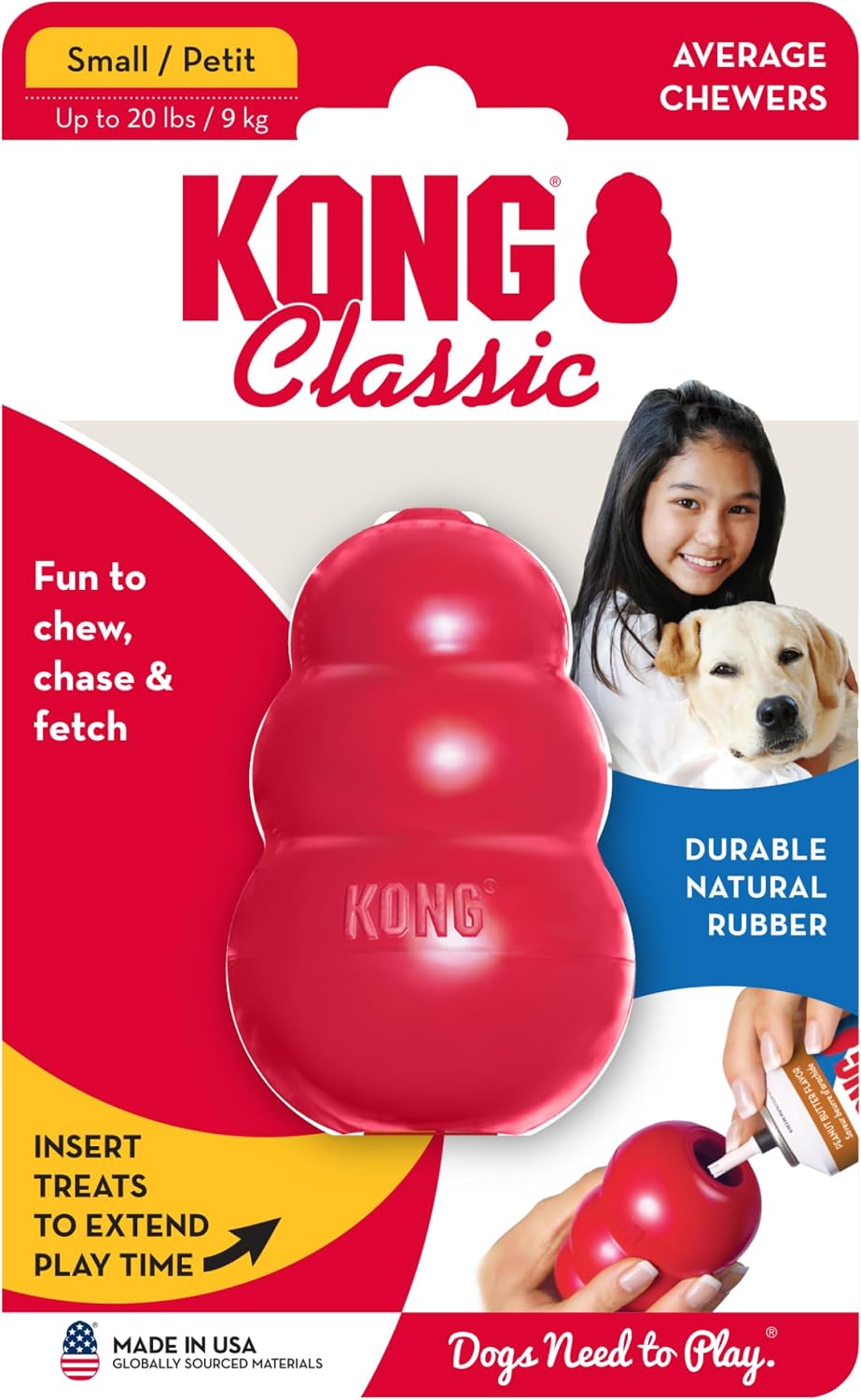 Classic Stuffable Dog Toy, Natural Rubber Chew, for Large Dogs