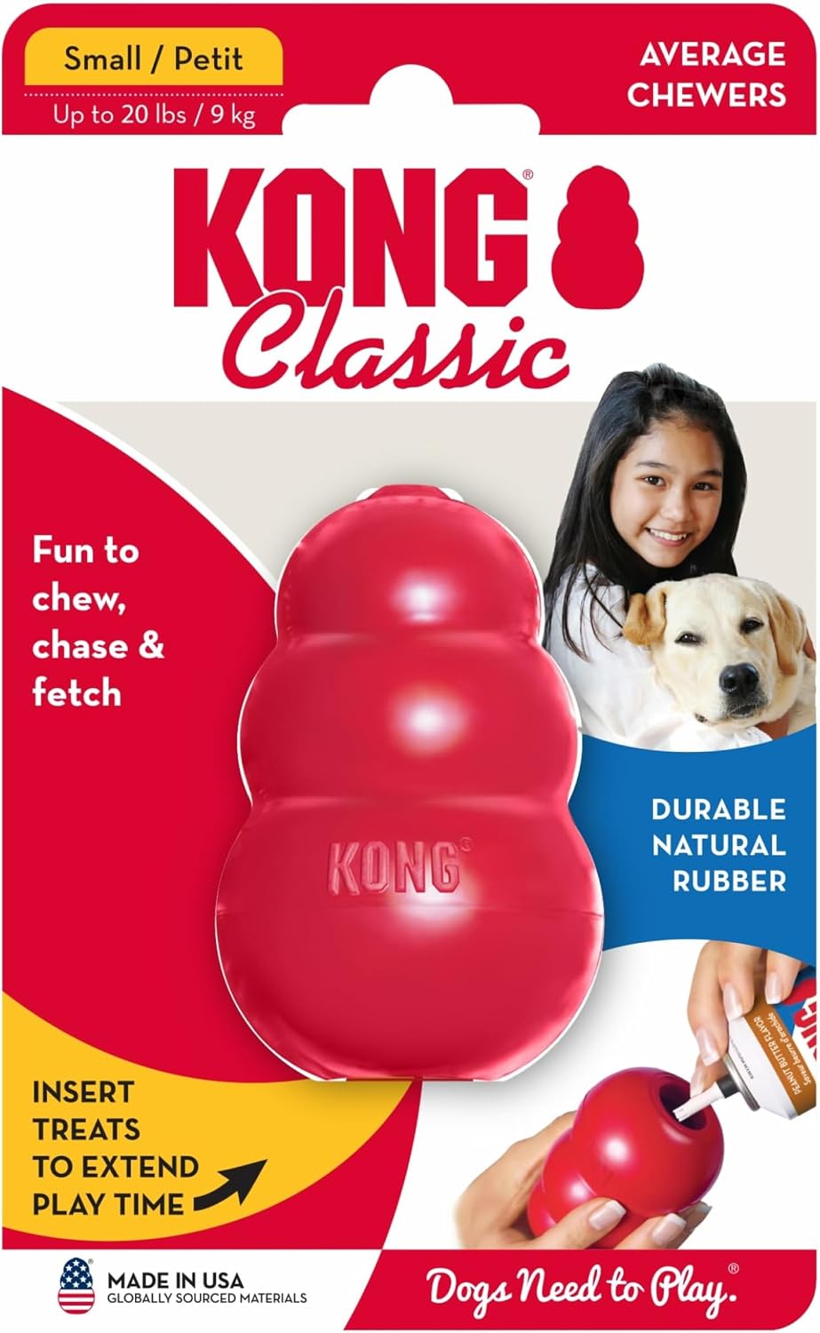 Classic Stuffable Dog Toy, Natural Rubber Chew, for Large Dogs