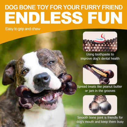 Dog Chew Toys for Aggressive Chewers, 2Pack Indestructible Dogs Bone Toy for Large Small Medium Breeds, Durable Tough Nylon Dog Toys To Keep Them Busy, Puppy Teething Dogs Toy Bone, Beef&Bacon Flavor