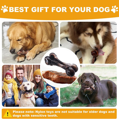 Dog Chew Toys for Aggressive Chewers, 2Pack Indestructible Dogs Bone Toy for Large Small Medium Breeds, Durable Tough Nylon Dog Toys To Keep Them Busy, Puppy Teething Dogs Toy Bone, Beef&Bacon Flavor