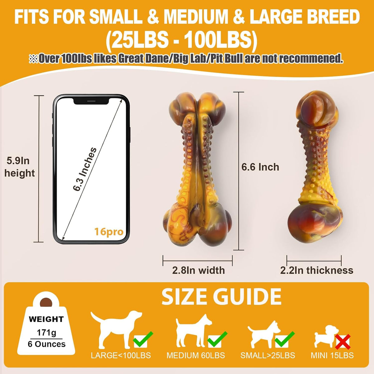 Dog Chew Toys for Aggressive Chewers, 2Pack Indestructible Dogs Bone Toy for Large Small Medium Breeds, Durable Tough Nylon Dog Toys To Keep Them Busy, Puppy Teething Dogs Toy Bone, Beef&Bacon Flavor