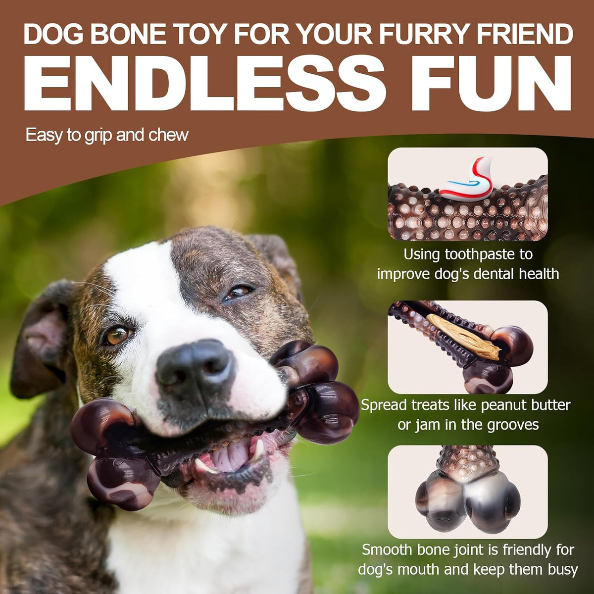 Dog Chew Toys for Aggressive Chewers, 2Pack Indestructible Dogs Bone Toy for Large Small Medium Breeds, Durable Tough Nylon Dog Toys To Keep Them Busy, Puppy Teething Dogs Toy Bone, Beef&Bacon Flavor