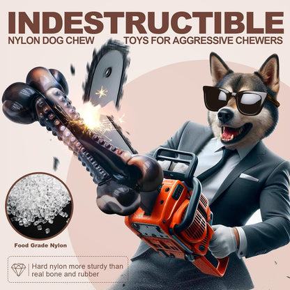 Dog Chew Toys for Aggressive Chewers, 2Pack Indestructible Dogs Bone Toy for Large Small Medium Breeds, Durable Tough Nylon Dog Toys To Keep Them Busy, Puppy Teething Dogs Toy Bone, Beef&Bacon Flavor
