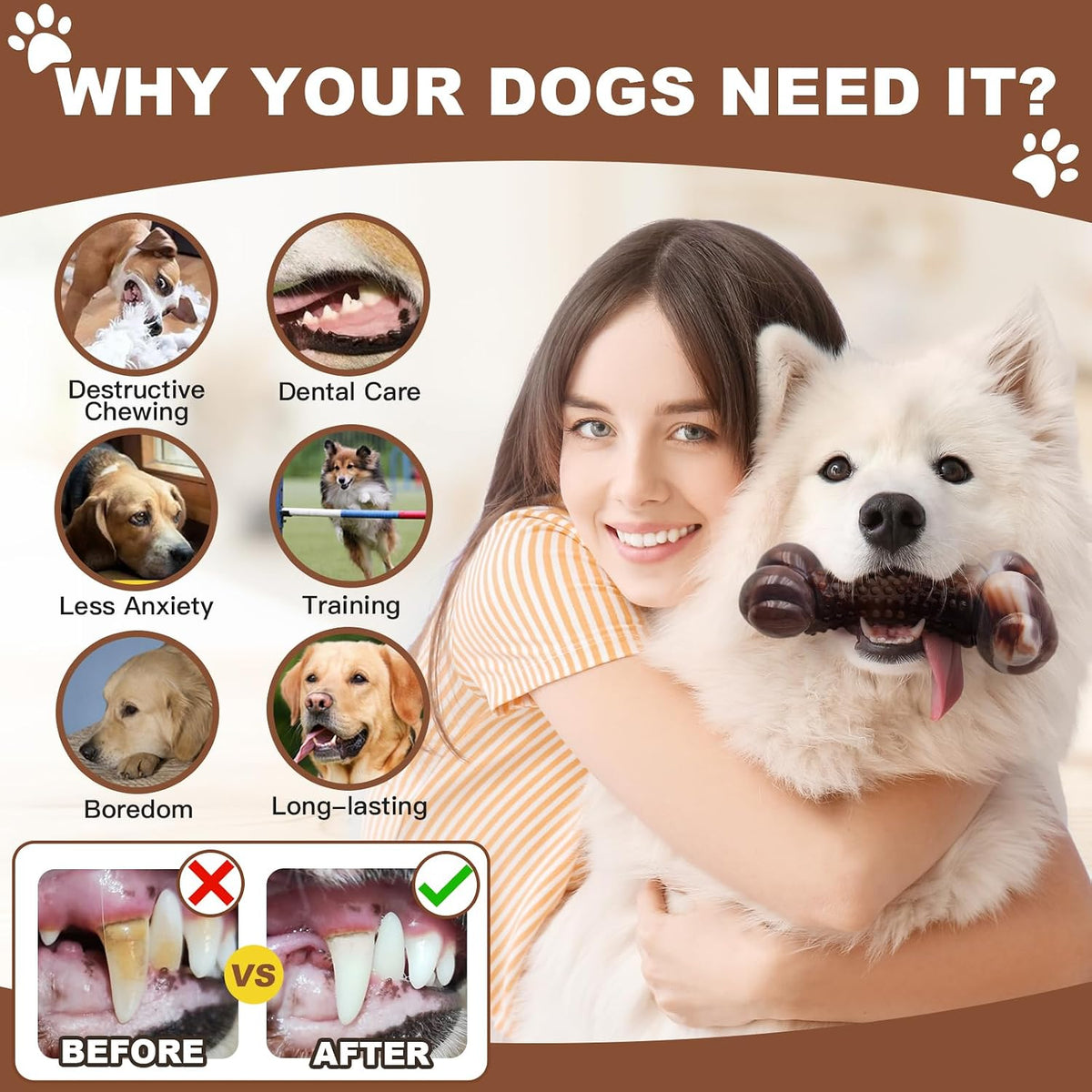 Dog Chew Toys for Aggressive Chewers, 2Pack Indestructible Dogs Bone Toy for Large Small Medium Breeds, Durable Tough Nylon Dog Toys To Keep Them Busy, Puppy Teething Dogs Toy Bone, Beef&Bacon Flavor