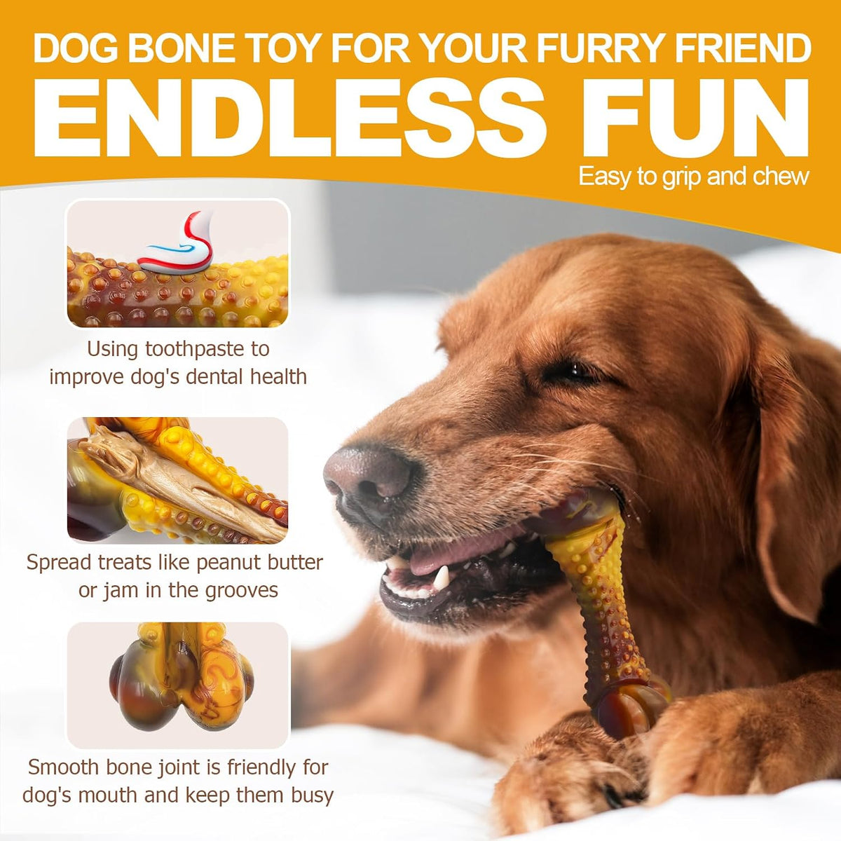 Dog Chew Toys for Aggressive Chewers, 2Pack Indestructible Dogs Bone Toy for Large Small Medium Breeds, Durable Tough Nylon Dog Toys To Keep Them Busy, Puppy Teething Dogs Toy Bone, Beef&Bacon Flavor