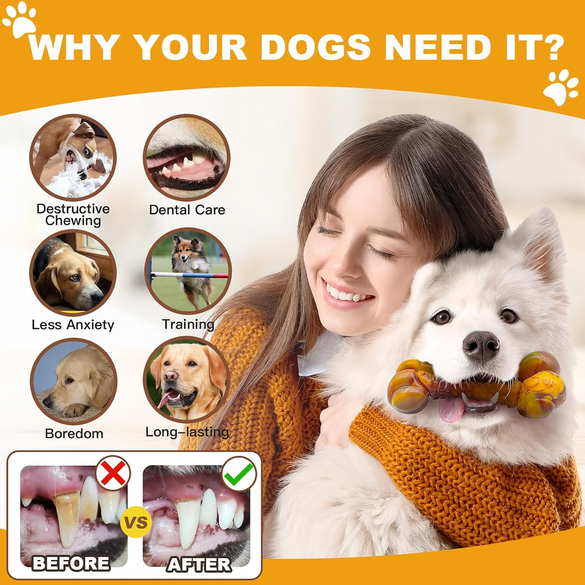 Dog Chew Toys for Aggressive Chewers, 2Pack Indestructible Dogs Bone Toy for Large Small Medium Breeds, Durable Tough Nylon Dog Toys To Keep Them Busy, Puppy Teething Dogs Toy Bone, Beef&Bacon Flavor