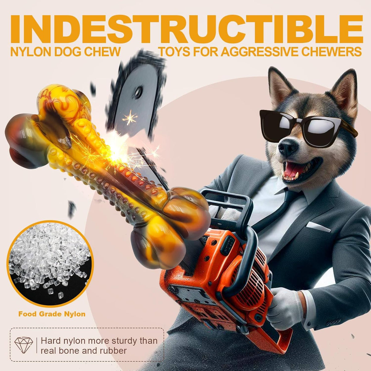 Dog Chew Toys for Aggressive Chewers, 2Pack Indestructible Dogs Bone Toy for Large Small Medium Breeds, Durable Tough Nylon Dog Toys To Keep Them Busy, Puppy Teething Dogs Toy Bone, Beef&Bacon Flavor