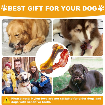 Dog Chew Toys for Aggressive Chewers, 2Pack Indestructible Dogs Bone Toy for Large Small Medium Breeds, Durable Tough Nylon Dog Toys To Keep Them Busy, Puppy Teething Dogs Toy Bone, Beef&Bacon Flavor