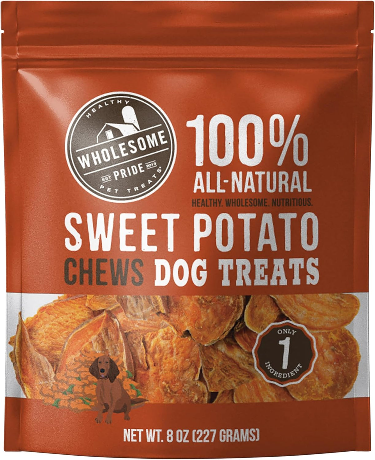 Sweet Potato Chews Healthy Dog Treats, 1 Ingredient, 8 oz