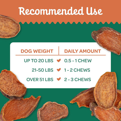 Sweet Potato Chews Healthy Dog Treats, 1 Ingredient, 8 oz
