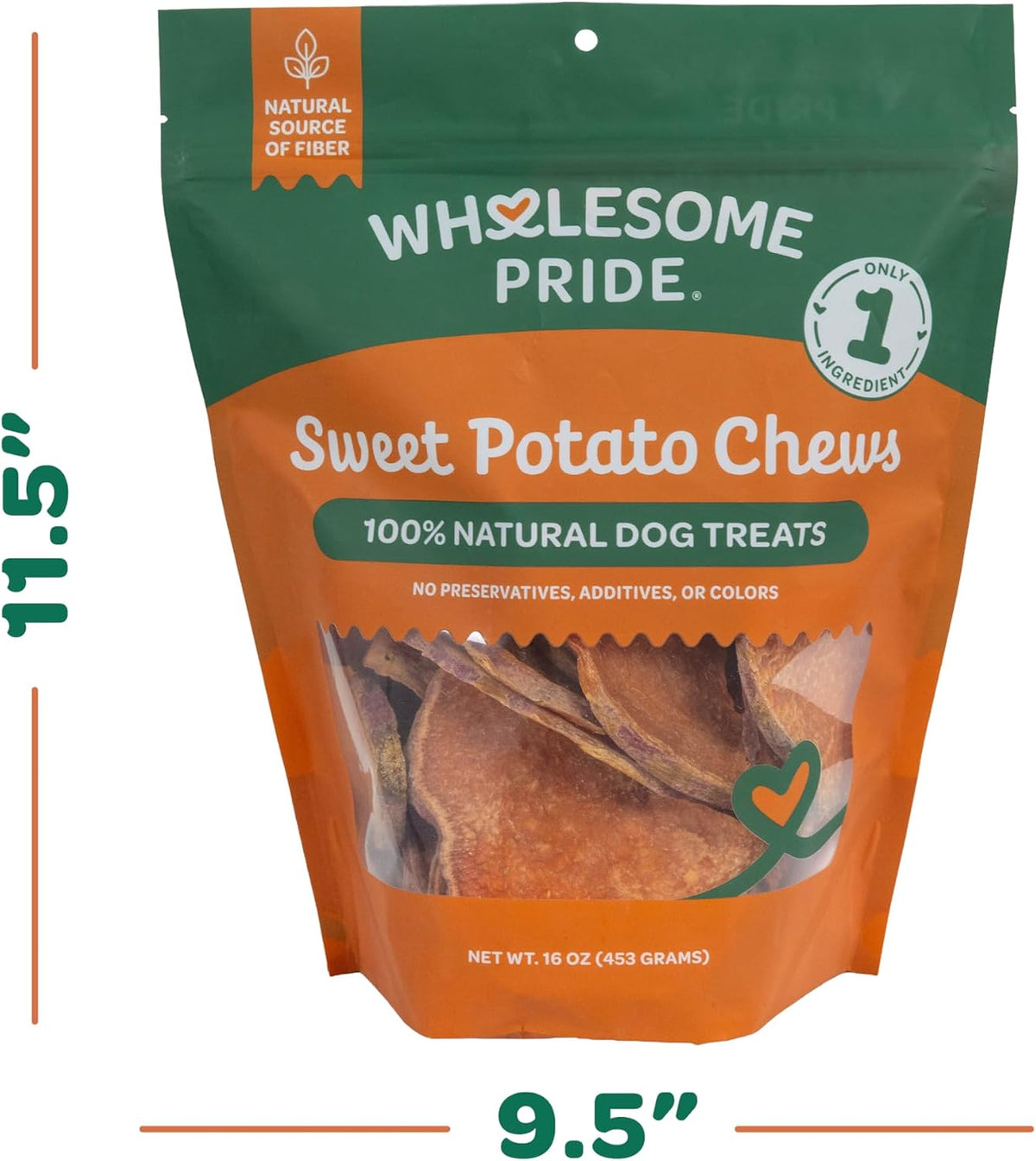 Sweet Potato Chews Healthy Dog Treats, 1 Ingredient, 8 oz