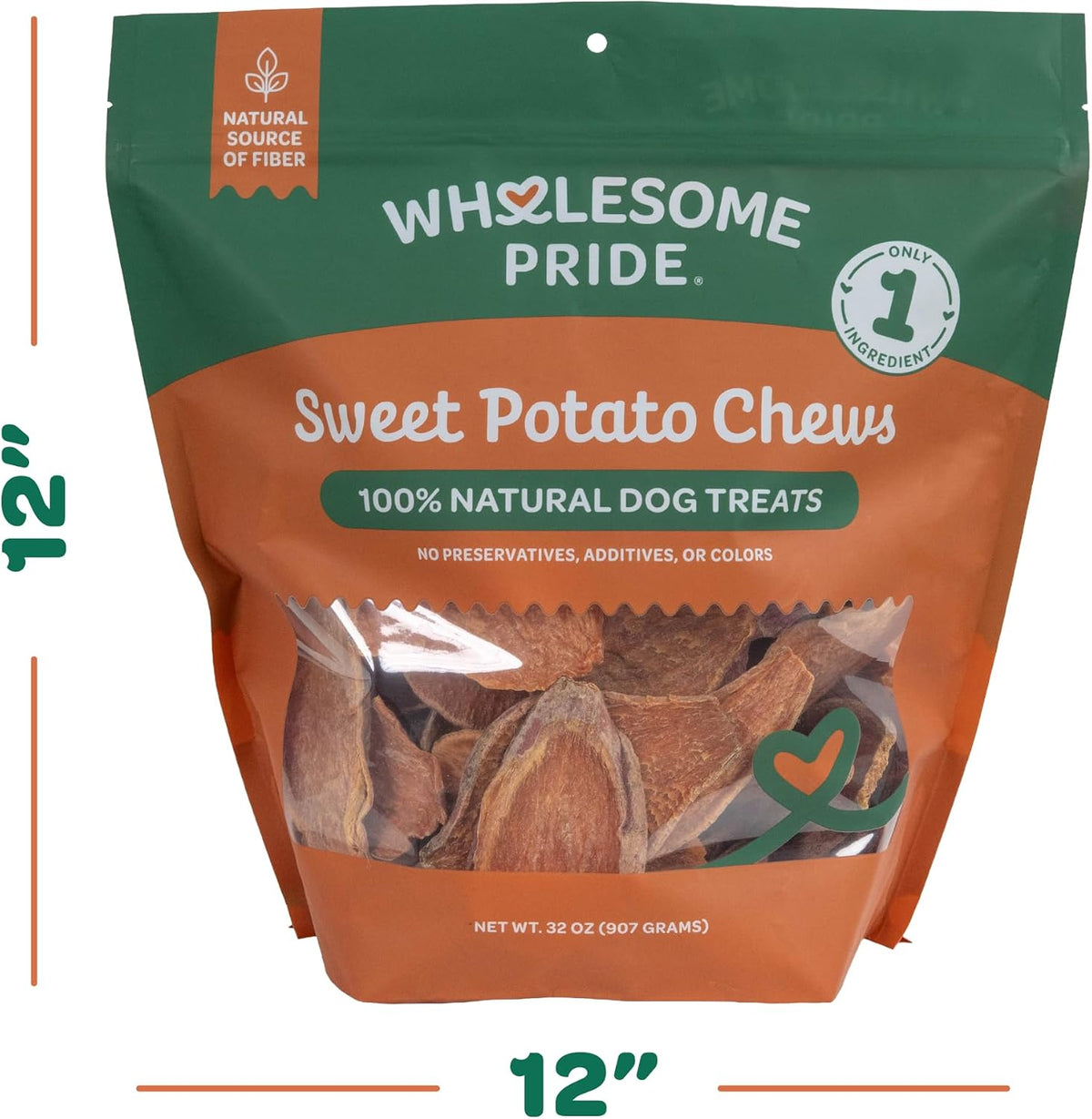 Sweet Potato Chews Healthy Dog Treats, 1 Ingredient, 8 oz