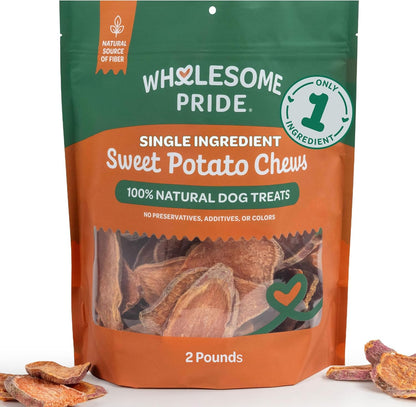 Sweet Potato Chews Healthy Dog Treats, 1 Ingredient, 8 oz