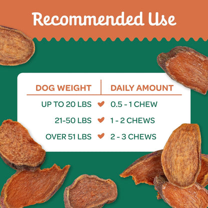 Sweet Potato Chews Healthy Dog Treats, 1 Ingredient, 8 oz