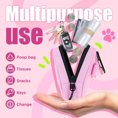 Dog Poop Bag Holder for Various Leashes,Hands Free Dog Bags Holder with Hook loop/Carabiner Clip,Bags Rolls Holder-Large Capacity,Dogs Walking,EXCLUDED