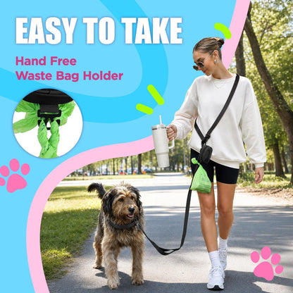 Dog Poop Bag Holder for Various Leashes,Hands Free Dog Bags Holder with Hook loop/Carabiner Clip,Bags Rolls Holder-Large Capacity,Dogs Walking,EXCLUDED